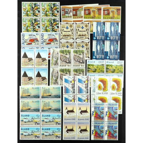 227 - ALAND ISLANDS 1984 - 2001 COLLECTION complete for the period in never hinged mint blocks 4, also all... 