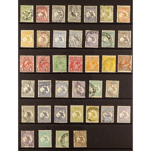 252 - AUSTRALIA 1913 - 1925 of 60+ mint and used Kangaroo & Head stamps on protective pages, note 1913-14 ... 