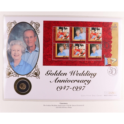 133 - GOLD COIN Guernsey 1997 Golden Wedding coin cover containing £5 (1/25oz) 24 carat gold proof coin, v... 