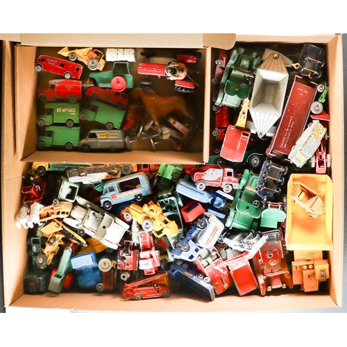 141 - LESNEY CARS AND VEHICLES. Also includes some unmarked die cast cars and accessories. Condition varie... 