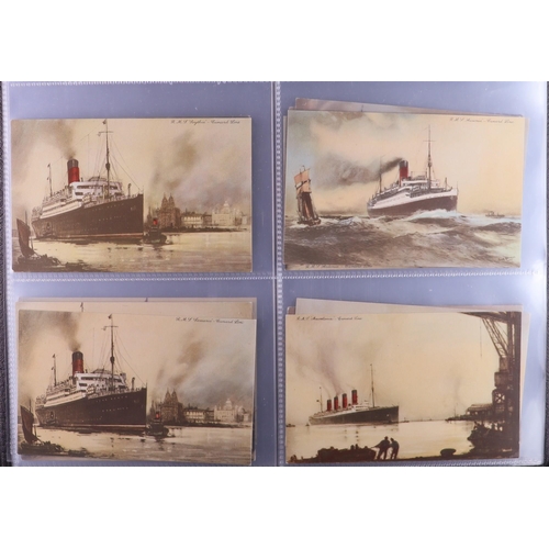 150 - MARITIME POSTCARDS collection in album of better cards showing ships, all art style incl David MacBr... 