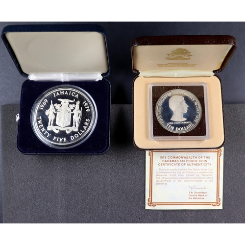 179 - SILVER PROOF COINS Jamaica 1979 $25 Tenth Anniv of Investiture (63mm diameter, weight 136.08g, silve... 