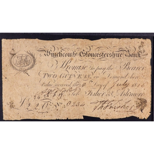 219 - WINCHCOMBE GLOUCESTERSHIRE BANK 1816 2 guineas provincial banknote for Fisher & Ashmor, very good co... 