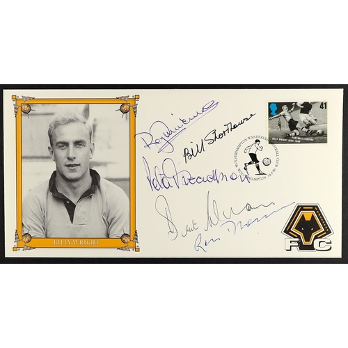 221 - WOLVERHAMPTON WANDERERS 1996 special cover signed by famous footballers Roy Swinburne, Peter Broadbe... 