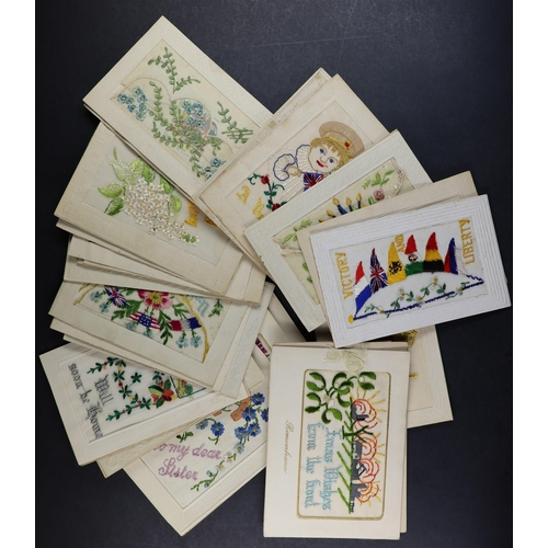 226 - WWI SILK CARDS Collection of embroidered silk greetings postcards. (32) Lot 226 [c]