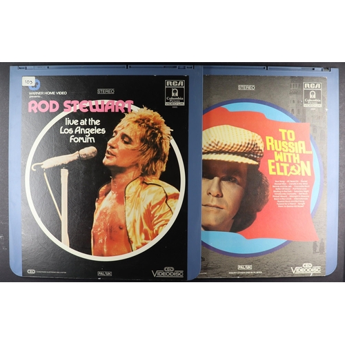 31 - CED VIDEODISCS - MUSIC RELATED. Includes Elvis, Rod Stewart, David Bowie, Elton John, Pink Floyd and... 