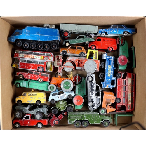 93 - DINKY CARDS AND VEHICLES. Includes folk lift, Barford roller, Shado 2, Army vehicles (inc 677), trac... 