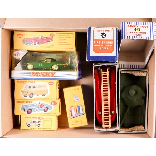 94 - DINKY CARS AND TRUCKS. Comprising of 8 items - Fire Engine 555, Centurion Tank 651, Ford Thunderbird... 