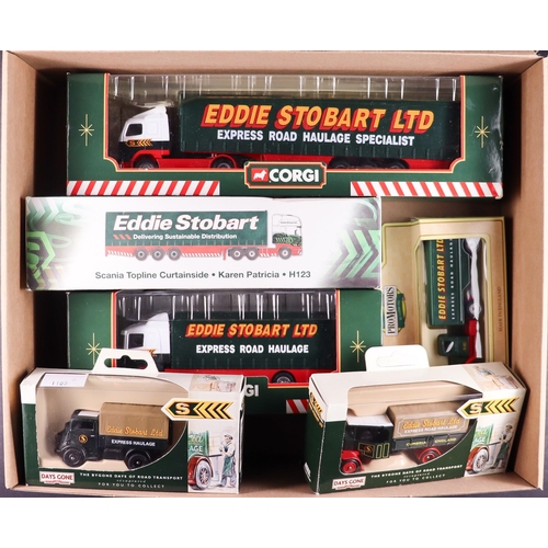 99 - EDDIE STOBART TRUCKS. x2 by Corgi, x1 Atlas edition, x3 Lledo. All boxed. Lot 99 [a]