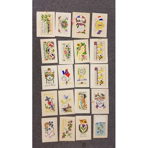 226 - WWI SILK CARDS Collection of embroidered silk greetings postcards. (32) Lot 226 [c]