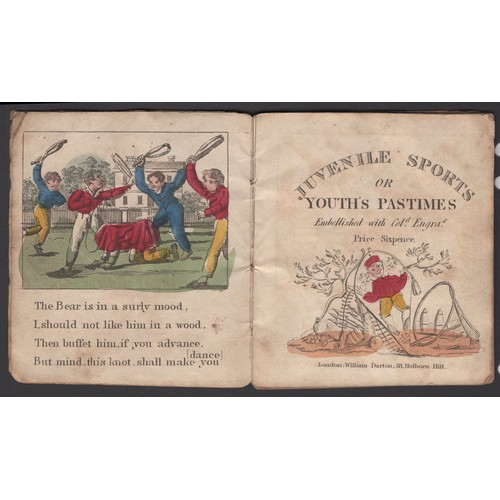 138 - JUVENILE SPORTS 1837 small Miller's two-penny book with colour illustrations. Lot 138 [c]