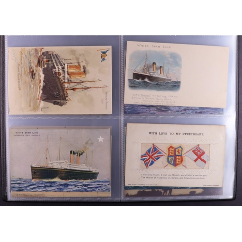 150 - MARITIME POSTCARDS collection in album of better cards showing ships, all art style incl David MacBr... 