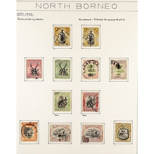 1055 - NORTH BORNEO 1883 - 1931 FINE USED COLLECTION of over 200 chiefly postally used stamps annotated on ... 