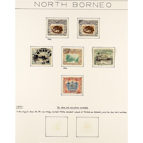 1055 - NORTH BORNEO 1883 - 1931 FINE USED COLLECTION of over 200 chiefly postally used stamps annotated on ... 