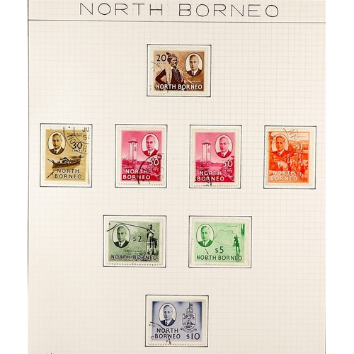 1063 - NORTH BORNEO 1941 - 1979 FINE USED COLLECTION of around 150 stamps annotated on album pages, many co... 