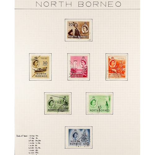 1063 - NORTH BORNEO 1941 - 1979 FINE USED COLLECTION of around 150 stamps annotated on album pages, many co... 