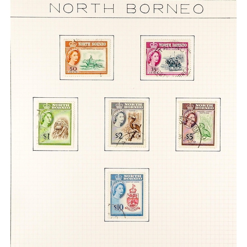 1063 - NORTH BORNEO 1941 - 1979 FINE USED COLLECTION of around 150 stamps annotated on album pages, many co... 