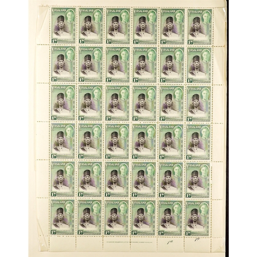 1073 - NYASALAND 1908 - 1964 SPECIALIZED COLLECTION BALANCE of mint & used stamps on album pages, note 1913... 