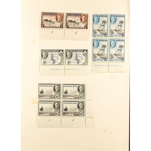 1073 - NYASALAND 1908 - 1964 SPECIALIZED COLLECTION BALANCE of mint & used stamps on album pages, note 1913... 