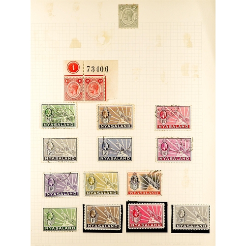 1073 - NYASALAND 1908 - 1964 SPECIALIZED COLLECTION BALANCE of mint & used stamps on album pages, note 1913... 