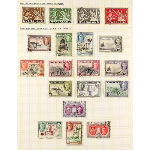 1077 - NYASALAND 1937 - 1951 COMPLETE USED COLLECTION on album pages, includes a complete basic run (SG 127... 