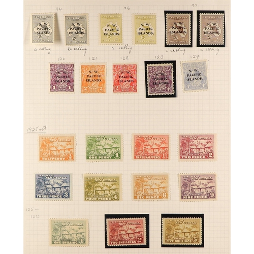 1093 - NEW GUINEA 1915 - 1925 MINT COLLECTION of 41 stamps on 2 album pages, mostly overprinted issues incl... 