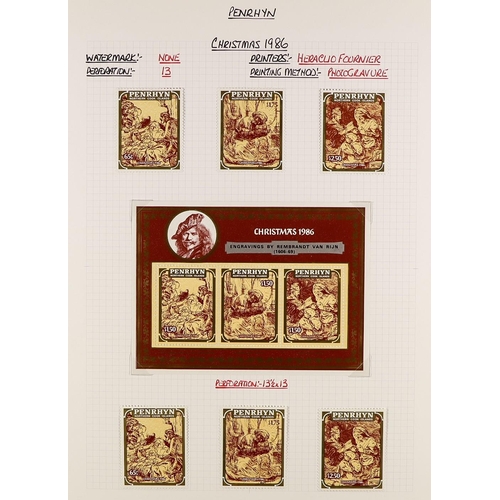 1100 - PENRHYN 1982 - 1996 MINT / NEVER HINGED MINT COLLECTION in album, the stamps mint, the miniature she... 