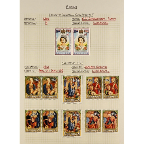 1100 - PENRHYN 1982 - 1996 MINT / NEVER HINGED MINT COLLECTION in album, the stamps mint, the miniature she... 