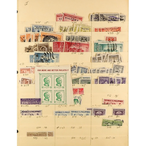 1103 - PHILIPPINE IS. 1900 - 1990s HOARD / STOCK of several 1000's chiefly used stamps in 2 binders, includ... 