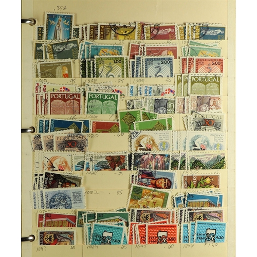 1107 - PORTUGAL 1850's - 1990's IN TWO BIG BINDERS chiefly used stamps on old manilla stock pages in 2 bind... 