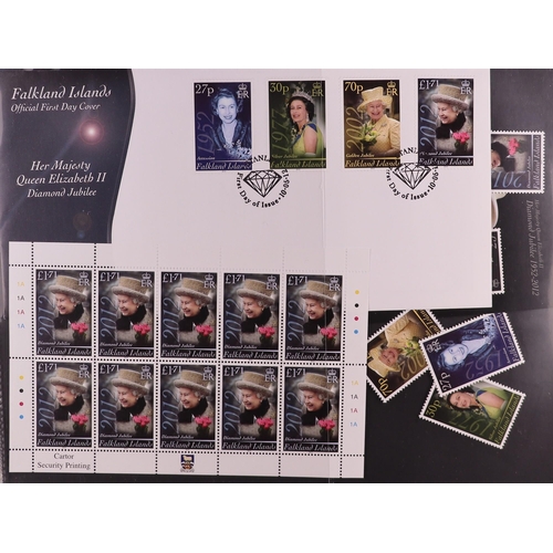 111 - 2012 DIAMOND JUBILEE OF QUEEN ELIZABETH II WORLD COLLECTION in six volumes, includes never hinged mi... 