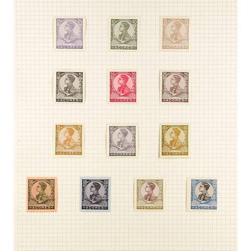 1120 - PORTUGUESE COLONIES AZORES 1868 - 1930 MINT COLLECTION on pages, note 1868 20r (4 margins, certifica... 