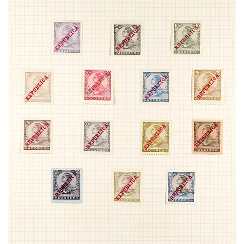 1120 - PORTUGUESE COLONIES AZORES 1868 - 1930 MINT COLLECTION on pages, note 1868 20r (4 margins, certifica... 