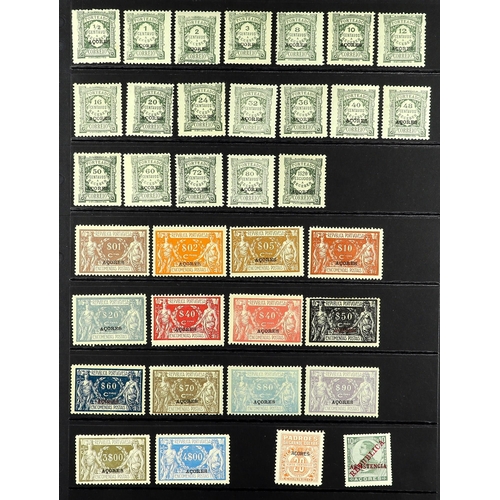 1120 - PORTUGUESE COLONIES AZORES 1868 - 1930 MINT COLLECTION on pages, note 1868 20r (4 margins, certifica... 