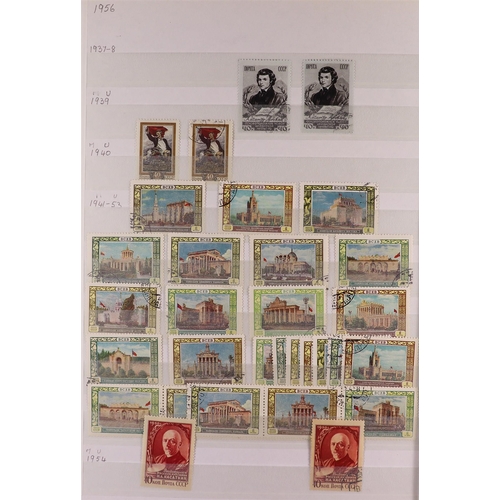 1138 - RUSSIA 1948-1990 MOSTLY USED COLLECTION with light duplication sorted by cat numbers in six stockboo... 