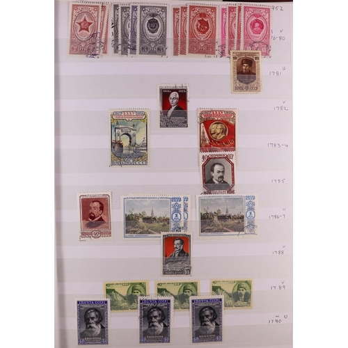 1138 - RUSSIA 1948-1990 MOSTLY USED COLLECTION with light duplication sorted by cat numbers in six stockboo... 