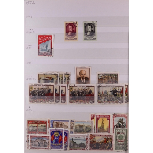 1138 - RUSSIA 1948-1990 MOSTLY USED COLLECTION with light duplication sorted by cat numbers in six stockboo... 