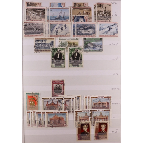 1138 - RUSSIA 1948-1990 MOSTLY USED COLLECTION with light duplication sorted by cat numbers in six stockboo... 