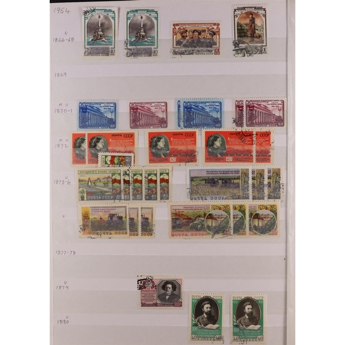 1138 - RUSSIA 1948-1990 MOSTLY USED COLLECTION with light duplication sorted by cat numbers in six stockboo... 