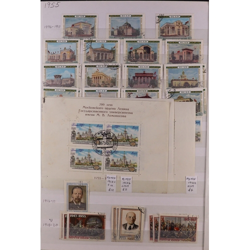 1138 - RUSSIA 1948-1990 MOSTLY USED COLLECTION with light duplication sorted by cat numbers in six stockboo... 