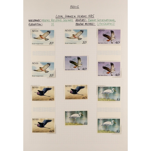 1152 - NEVIS 1980 - 1990 EXTENSIVE COLLECTION of 1300+ mint & never hinged mint stamps, and 40+ miniature s... 