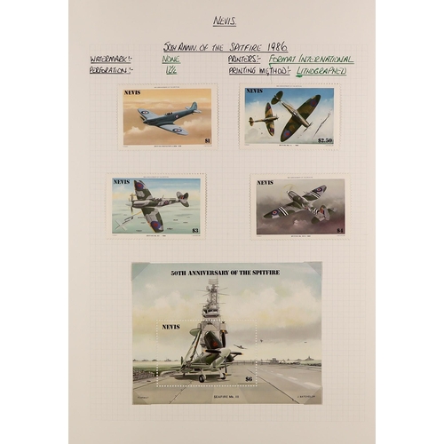 1152 - NEVIS 1980 - 1990 EXTENSIVE COLLECTION of 1300+ mint & never hinged mint stamps, and 40+ miniature s... 