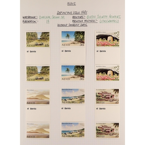 1152 - NEVIS 1980 - 1990 EXTENSIVE COLLECTION of 1300+ mint & never hinged mint stamps, and 40+ miniature s... 