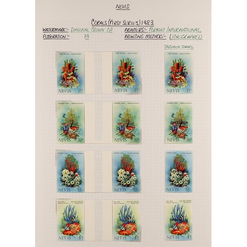 1152 - NEVIS 1980 - 1990 EXTENSIVE COLLECTION of 1300+ mint & never hinged mint stamps, and 40+ miniature s... 