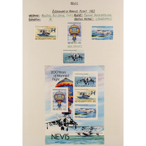 1152 - NEVIS 1980 - 1990 EXTENSIVE COLLECTION of 1300+ mint & never hinged mint stamps, and 40+ miniature s... 