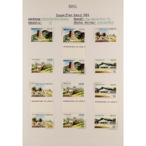 1152 - NEVIS 1980 - 1990 EXTENSIVE COLLECTION of 1300+ mint & never hinged mint stamps, and 40+ miniature s... 