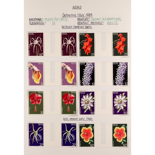 1152 - NEVIS 1980 - 1990 EXTENSIVE COLLECTION of 1300+ mint & never hinged mint stamps, and 40+ miniature s... 