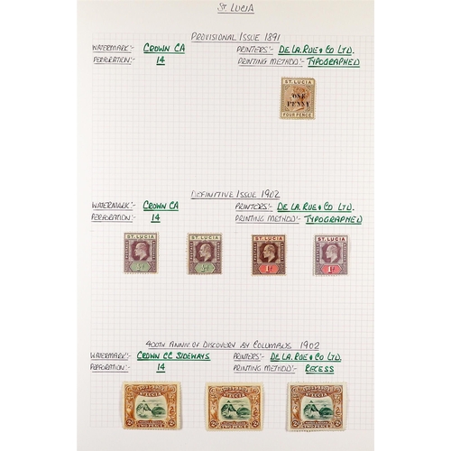 1160 - ST LUCIA 1864 - 1951 MINT COLLECTION annotated on album pages, includes higher values, sets (approx ... 