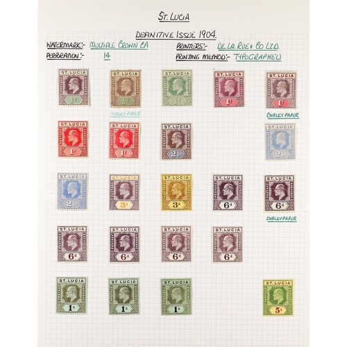 1160 - ST LUCIA 1864 - 1951 MINT COLLECTION annotated on album pages, includes higher values, sets (approx ... 