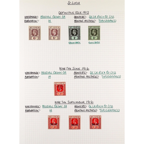 1160 - ST LUCIA 1864 - 1951 MINT COLLECTION annotated on album pages, includes higher values, sets (approx ... 